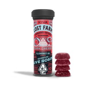 KIVA Lost Farm Dark Cherry Gummies 100mg THC – Cannabis edibles delivery in California